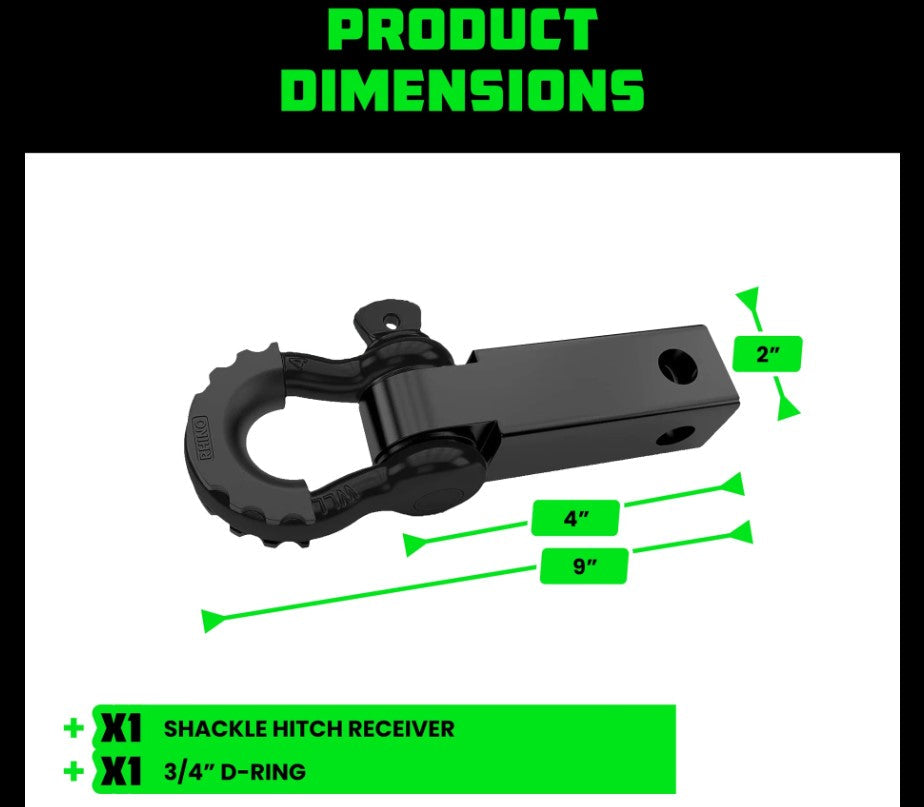 Shackle Hitch Receiver with D-Ring by Rhino USA