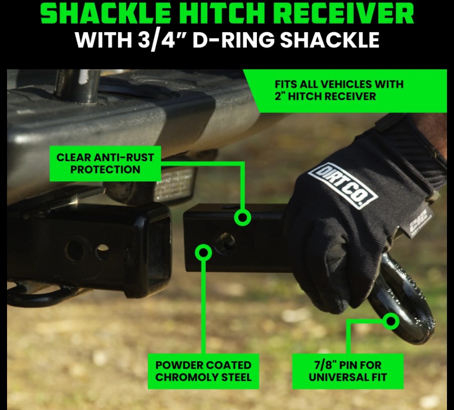 Shackle Hitch Receiver with D-Ring by Rhino USA